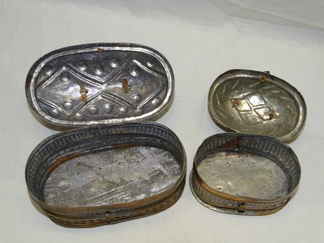 -2 BOITES A SAVON HAMMAM XIXe CUIVRE int. étamé COLLECTION déco SALLE de BAIN  D