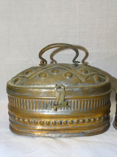 -2 BOITES A SAVON HAMMAM XIXe CUIVRE int. étamé COLLECTION déco SALLE de BAIN  D