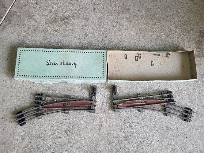 2 BOITES D'AIGUILLAGES PAIRE D'AIGUILLES ELECTRIQUES HORNBY MECCANO N°1