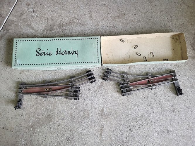 2 BOITES D'AIGUILLAGES PAIRE D'AIGUILLES ELECTRIQUES HORNBY MECCANO N°2