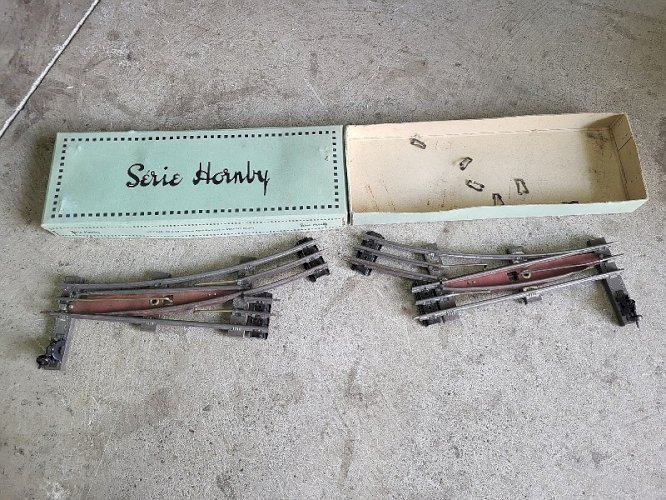 2 BOITES D'AIGUILLAGES PAIRE D'AIGUILLES ELECTRIQUES HORNBY MECCANO N°2