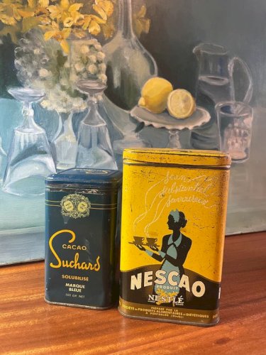 2 boites en fer cacao anciennes