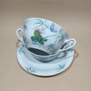 2 bols à bouillon vintage en porcelaine de Limoges, Georges Boyer