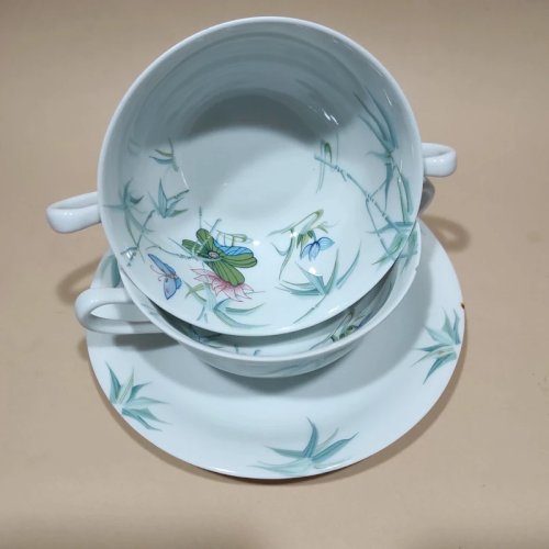 2 bols à bouillon vintage en porcelaine de Limoges, Georges Boyer