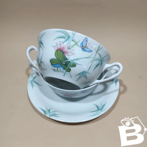 2 bols à bouillon vintage en porcelaine de Limoges, Georges Boyer
