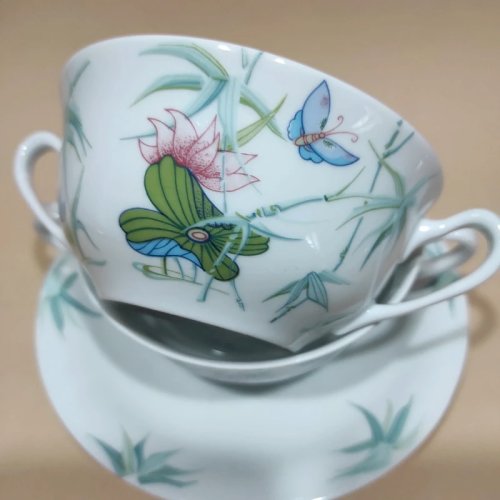 2 bols à bouillon vintage en porcelaine de Limoges, Georges Boyer