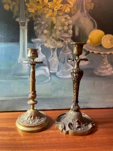 2 bronze candlesticks 19th century