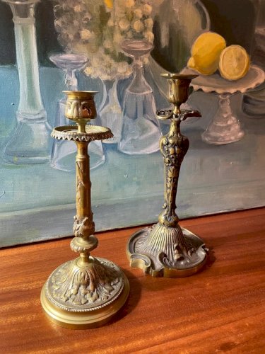 2 bougeoirs bronze 19ème