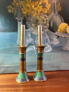 2 bougeoirs en laiton vintage