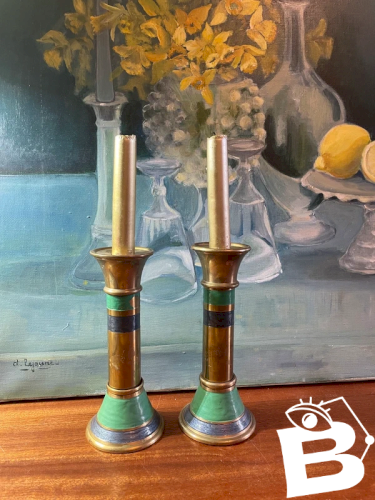 2 bougeoirs en laiton vintage