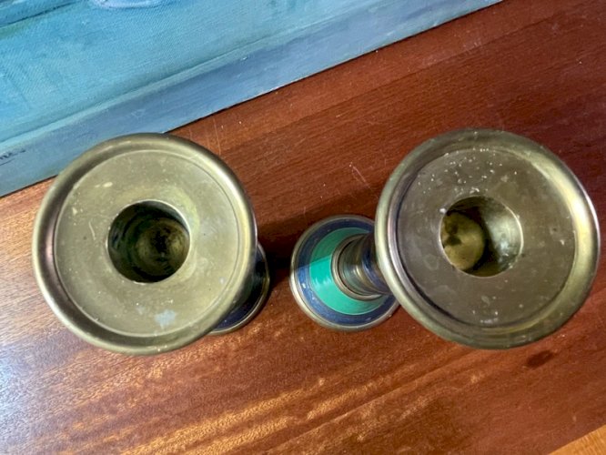 2 bougeoirs en laiton vintage