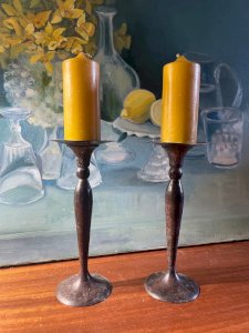 2 bougeoirs piques cierges vintage