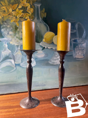 2 bougeoirs piques cierges vintage