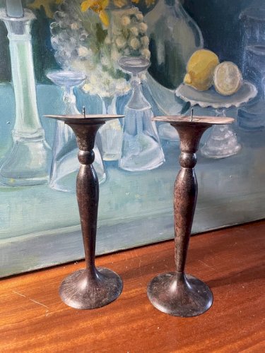 2 bougeoirs piques cierges vintage
