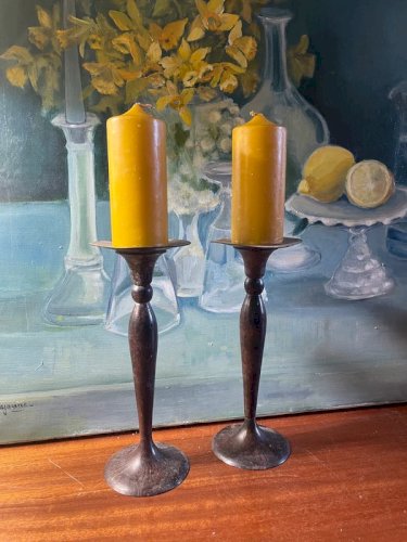 2 bougeoirs piques cierges vintage