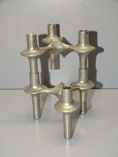 -2 BOUGEOIRS VINTAGE NAGEL 1970 METAL Chromé déco TABLE COLLECTION VITRINE   D