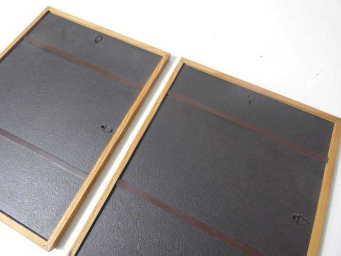 2 cadres vitrés en bois vintage 32x26cm