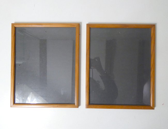 2 cadres vitrés en bois vintage 32x26cm