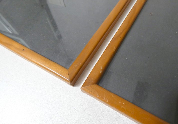 2 cadres vitrés en bois vintage 32x26cm