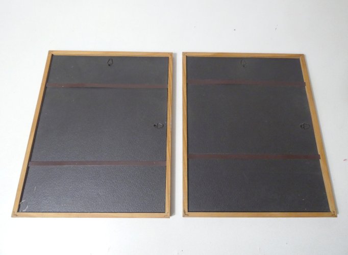 2 cadres vitrés en bois vintage 32x26cm