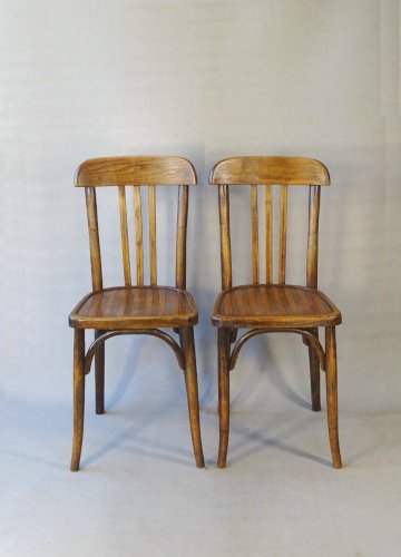 2 chaises Baumann N°188, vers 1930 assise bois- no Thonet -