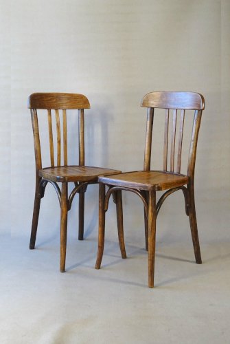 2 chaises Baumann N°188, vers 1930 assise bois- no Thonet -