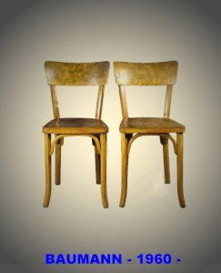 2 Baumann chairs in Scandinavian style 1960