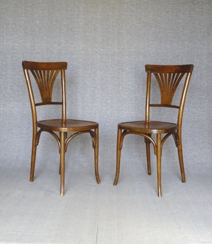 2 Chaises Bisrot Baumann N° 68 , 1925 assise bois lamée. no Thonet