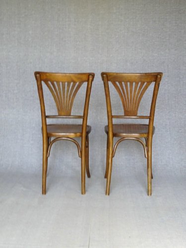 2 Chaises Bisrot Baumann N° 68 , 1925 assise bois lamée. no Thonet