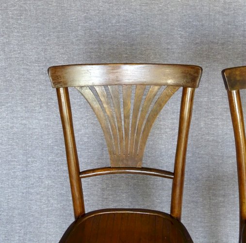 2 Chaises Bisrot Baumann N° 68 , 1925 assise bois lamée. no Thonet