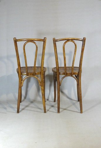 2 chaises bistrot Baumann n° 42 1/2 en bois courbé, 1925