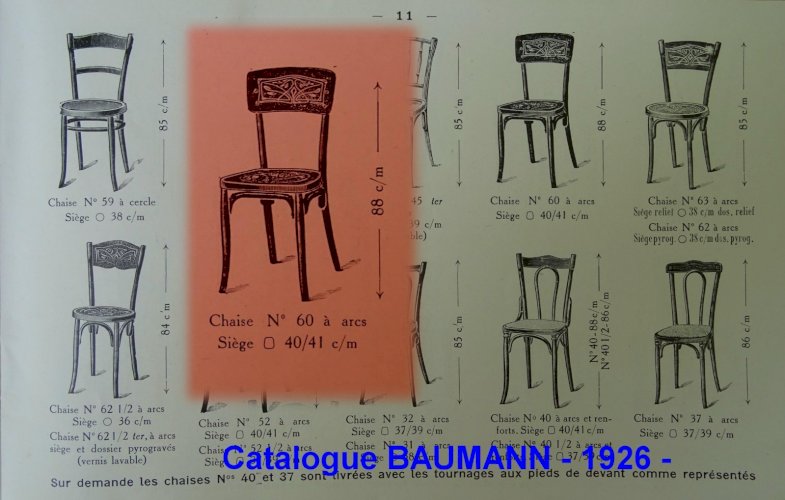 2 chaises bistrot Baumann N°60 vers 1926, no Thonet