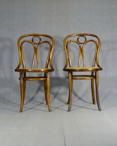 2 Chaises bistrot bois courbé N°36 par FIUME, vers 1900 no Thonet