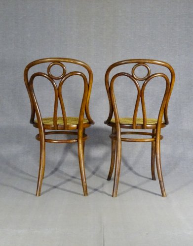 2 Chaises bistrot bois courbé N°36 par FIUME, vers 1900 no Thonet