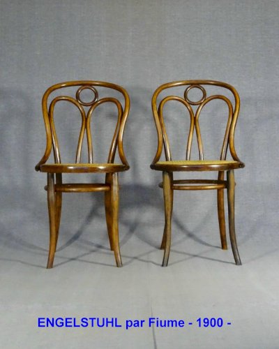 2 Chaises bistrot bois courbé N°36 par FIUME, vers 1900 no Thonet