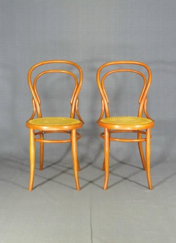 2 chaises bistrot Hofmann N°14 cannées No Thonet