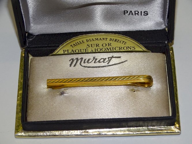 -2 COFFRETS 1 PINCE A CRAVATTE MURAT & 1 PAIRE BOUTONS de MANCHETTES plaqué OR D