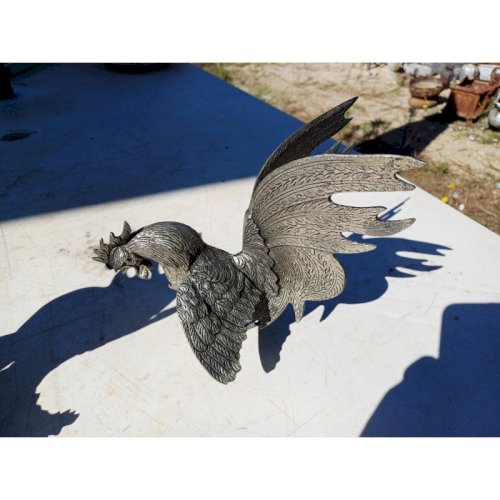 2 Coqs en Métal Argenté