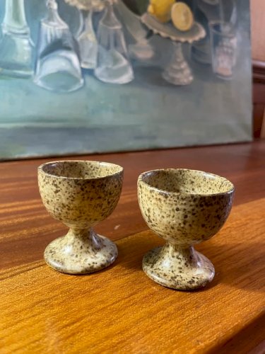 2 coquetiers en grès vintage