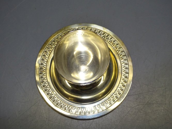 -2 COQUETIERS METAL Argenté sans marque et UN ROND DE SERVIETTE CHRISTOFLE   D