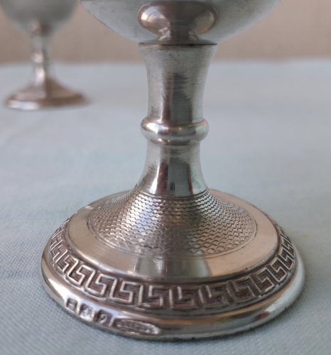 2 coquetiers métal argenté