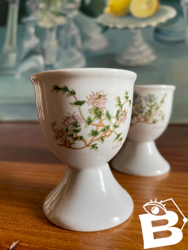 2 coquetiers porcelaine Botanica