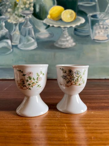 2 coquetiers porcelaine Botanica