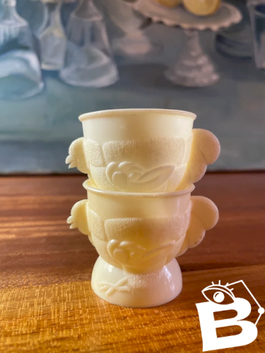 2 coquetiers poules vintage