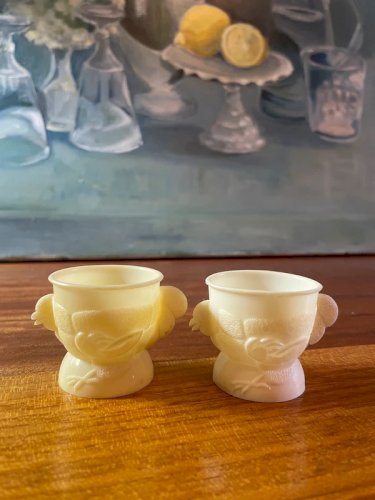 2 coquetiers poules vintage