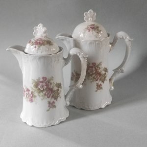 2 creamers, milk jug, vintage pouring vessels, in porcelain
