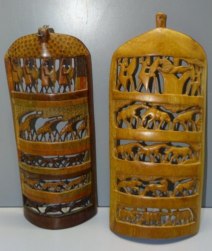 -2 DEMI GROS BAMBOUS SCULPTES ELEPHANTS GIRAFES HOMMES LIONS CHEVAUX ETC...   D