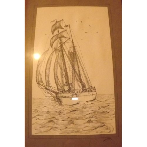 2 Dessins aux crayons Marine Dorothy Mitchell 1937