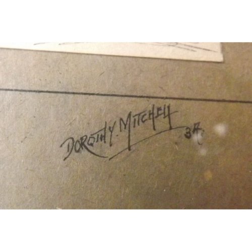 2 Dessins aux crayons Marine Dorothy Mitchell 1937