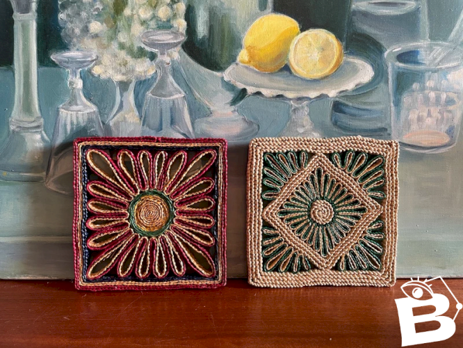 2 dessous de plat en rotin vintage